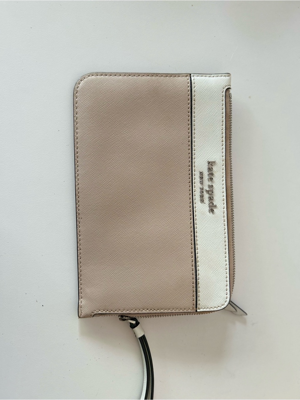 kate spade Blush and White Zip Wristlet